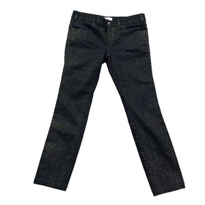 Free People Jeans Women's 26 Black Glitter Gold Skinny Stretch Cotton‎ Blend